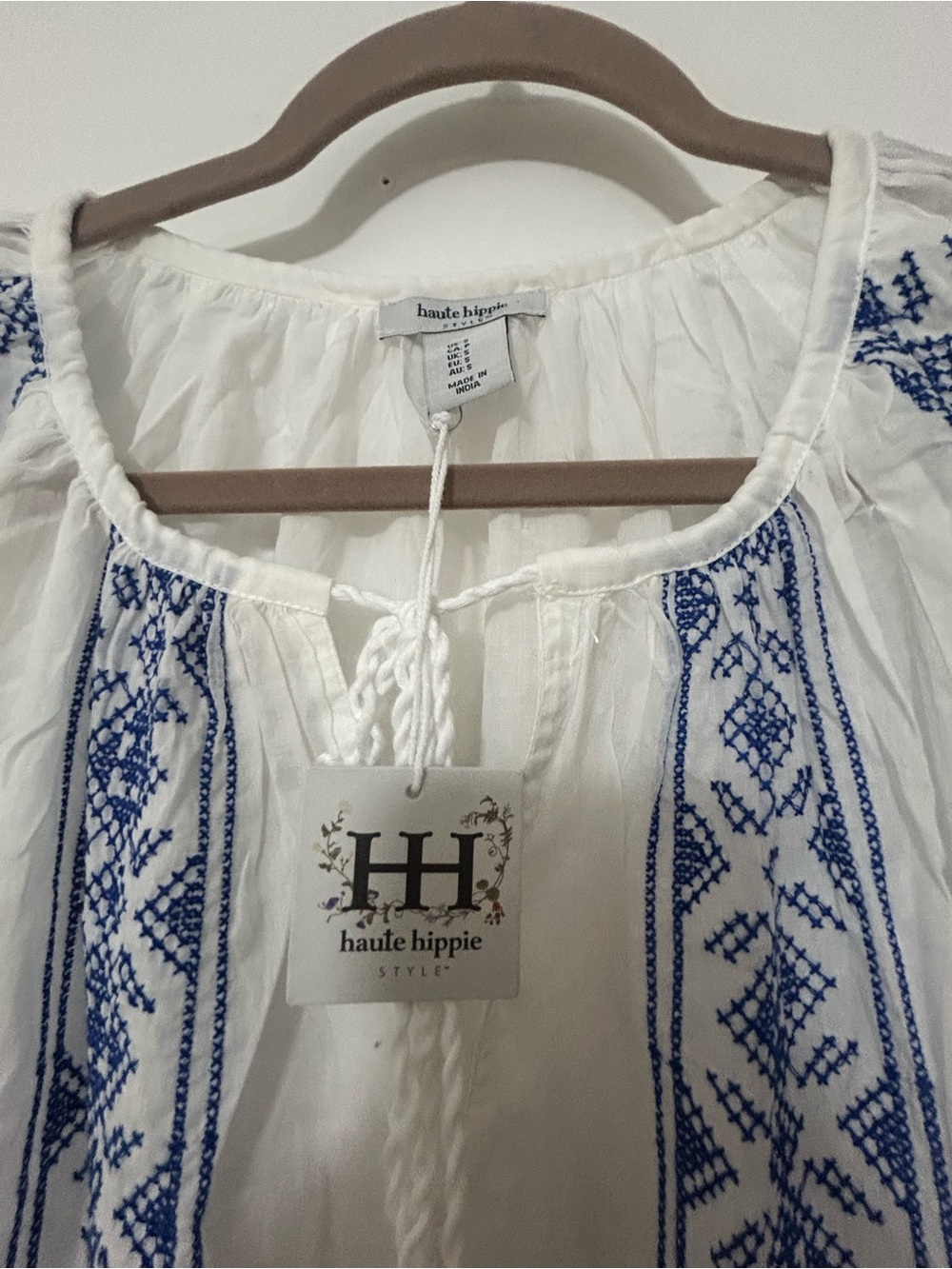 Haute Hippie White Maxi Dress with Blue Embroidery - Picture 3 of 5
